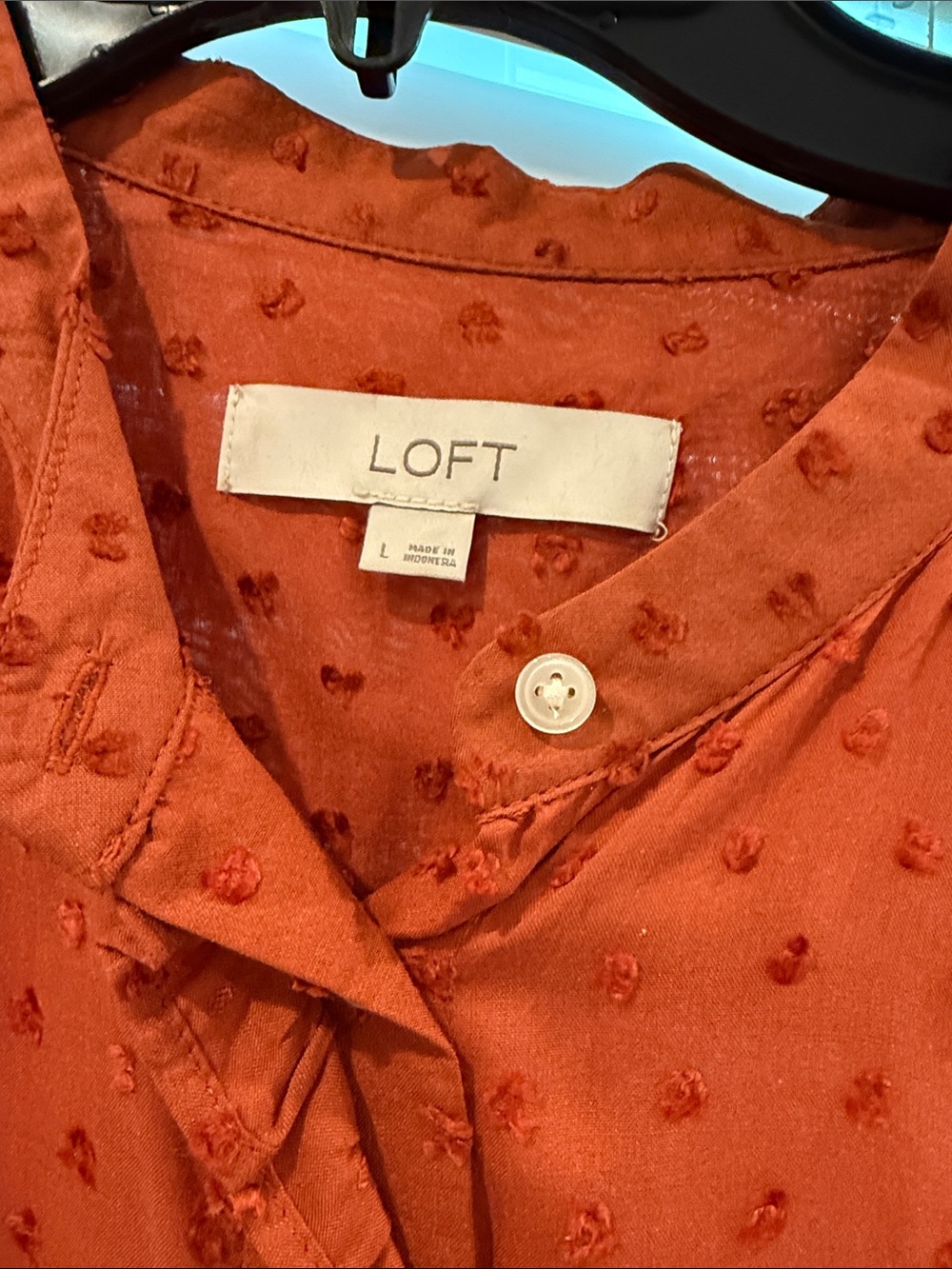 LOFT Rust Ruffle-Front Dot Blouse - Picture 2 of 6